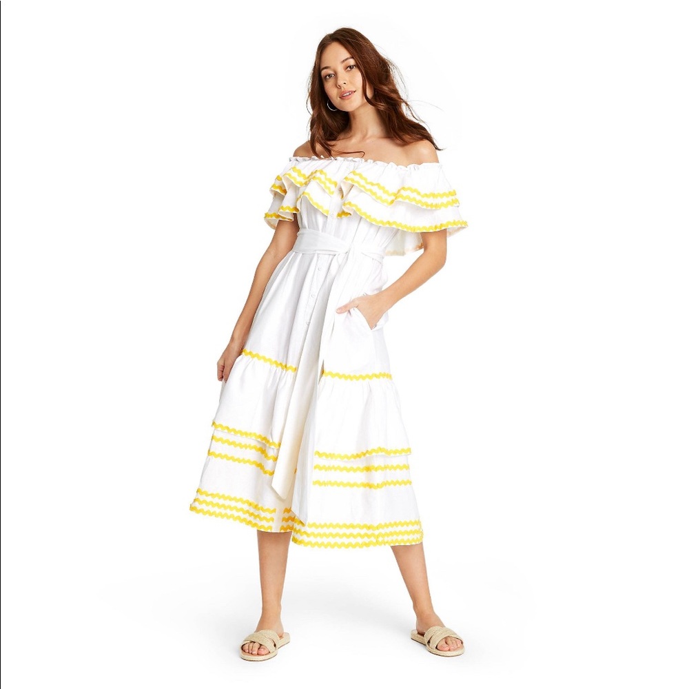 Trendy classic Lisa Marie Fernandez dress for Target —White Yellow Dress